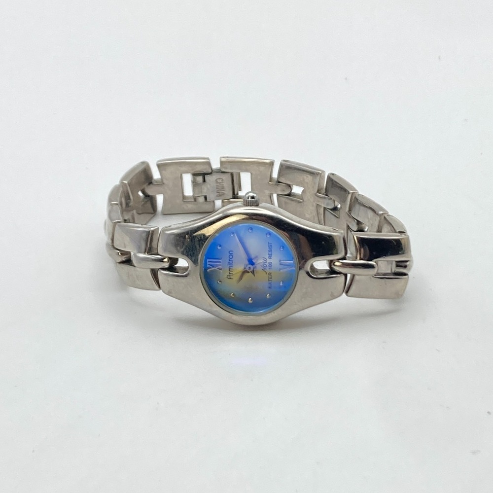 Armitron Now Women's Watch Silver Tone Blue Yellow Dial 22mm New Battery 6.25" - Picture 11 of 16